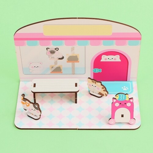 인쇄 우드 고양이 동물 유치원 만들기