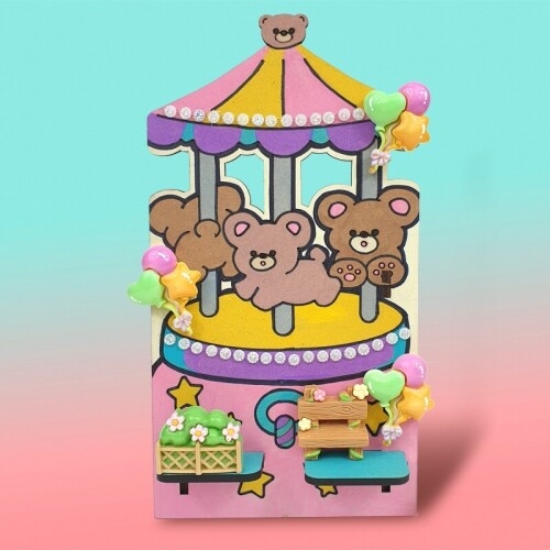 우드 세로형 곰돌이 회전 목마 오르골 각도 조절 핸드폰 거치대  만들기