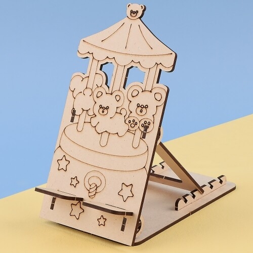우드 세로형 곰돌이 회전 목마 오르골 각도 조절 핸드폰 거치대  만들기
