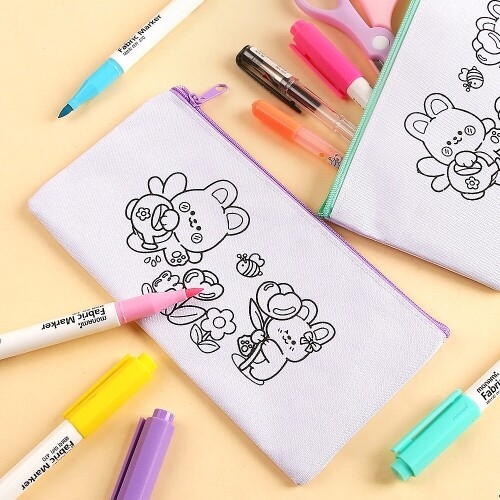 토끼 플라워 꽃밭 색칠 패브릭 파우치 만들기 만들기