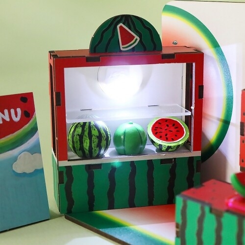 인쇄 우드 수박 과일 빙수 가게 만들기