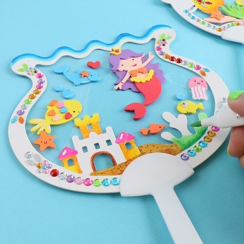 [파스텔클레이](4개입) PVC 종이 모래성 어항 물고기 부채 만들기