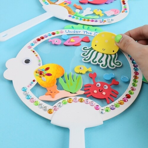 [파스텔클레이](4개입) PVC 종이 모래성 어항 물고기 부채 만들기