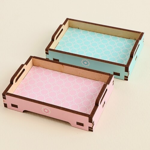 [파스텔클레이](4개입) 인쇄 우드 전통 문양 손잡이 다과상 만들기