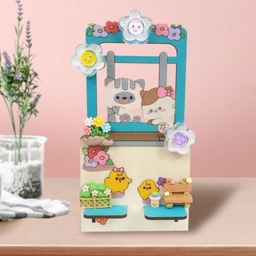 우드 세로형 고양이 병아리 그네 각도 조절 핸드폰 거치대 만들기