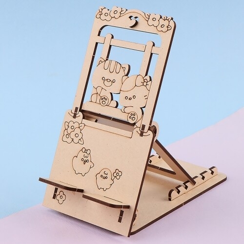 우드 세로형 고양이 병아리 그네 각도 조절 핸드폰 거치대 만들기