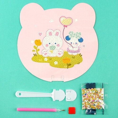 [1세트]보석십자수 전통 모양 부채 동물 테마 만들기