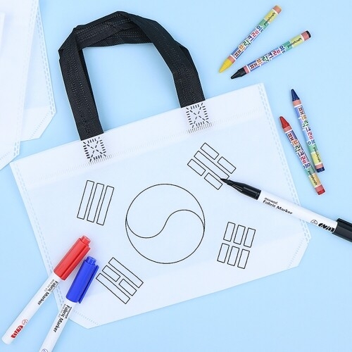 [파스텔클레이] (4개입) 대한민국 태극기 색칠 부직포 가방 만들기