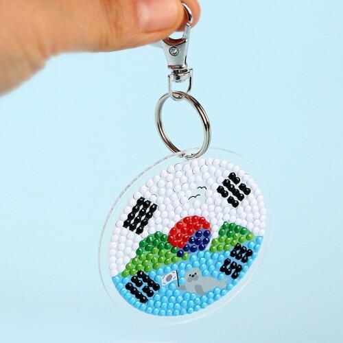 [파스텔클레이] 보석십자수 독도 태극기 아크릴 열쇠고리 만들기