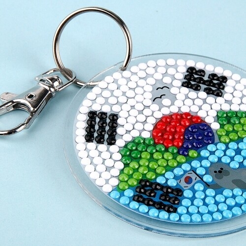 [파스텔클레이] 보석십자수 독도 태극기 아크릴 열쇠고리 만들기