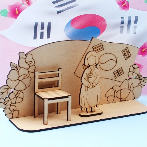 [파스텔클레이] 미니어처 우드 배경판 평화의 소녀상 만들기