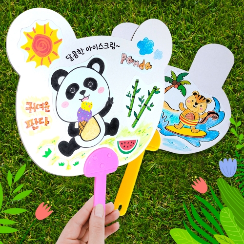 [탑키드] 꾸미기 동물 부채 (색칠 스티커 포함)