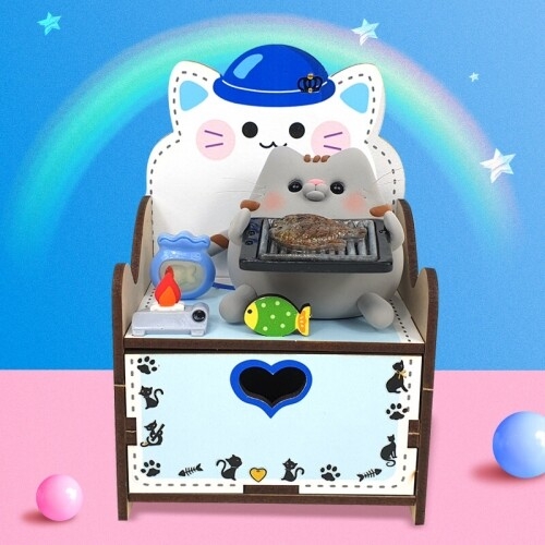 [파스텔클레이]인쇄 우드 모자 고양이 다용도 보관함 만들기