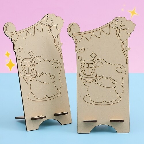 [파스텔클레이](4개입) 우드 세로형 파티 반지 곰돌이 핸드폰 거치대 만들기