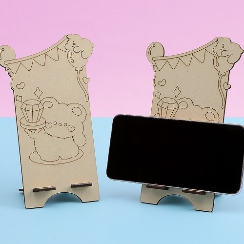 [파스텔클레이](4개입) 우드 세로형 파티 반지 곰돌이 핸드폰 거치대 만들기