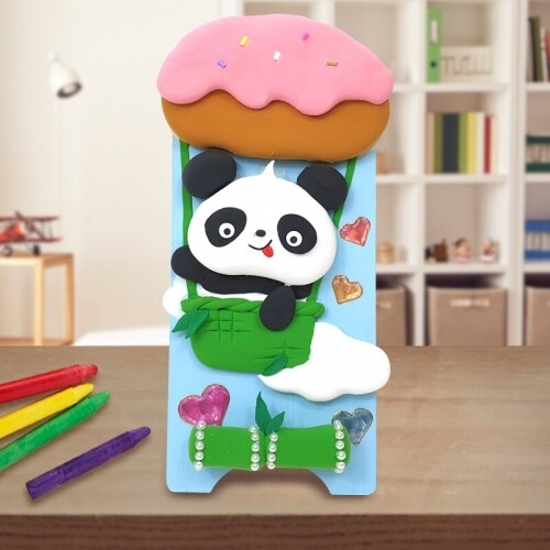 [파스텔클레이](4개입) 우드 세로형 도넛 열기구 팬더 핸드폰 거치대 만들기