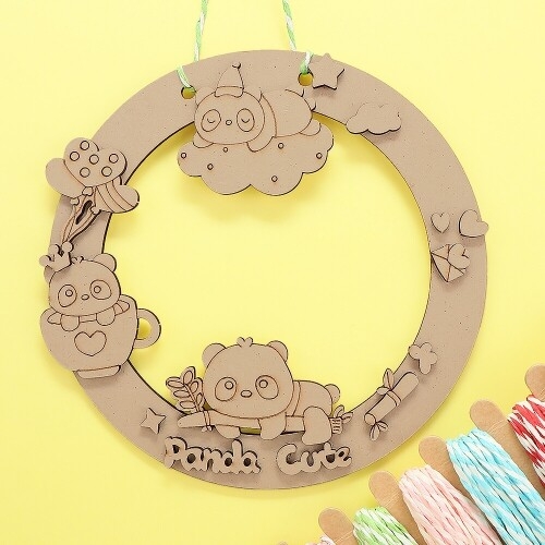 [파스텔클레이]우드 동물 팬더 대나무 풍선 리스 데코판 만들기