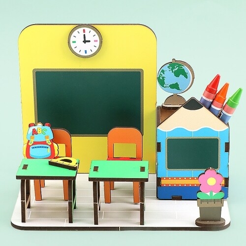 [파스텔클레이]인쇄 우드 연필 모양 교실 다용도 꽂이 데코판 만들기