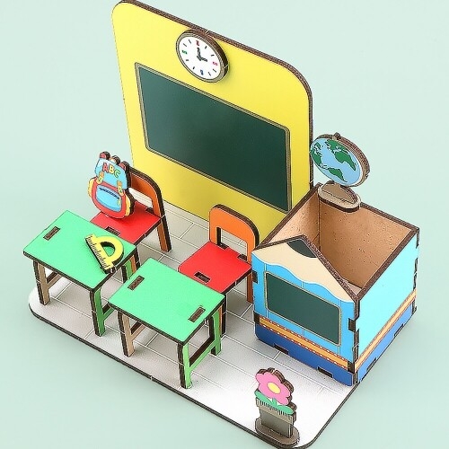 [파스텔클레이]인쇄 우드 연필 모양 교실 다용도 꽂이 데코판 만들기