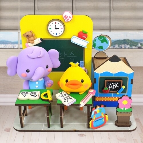 [파스텔클레이]인쇄 우드 연필 모양 교실 다용도 꽂이 데코판 만들기