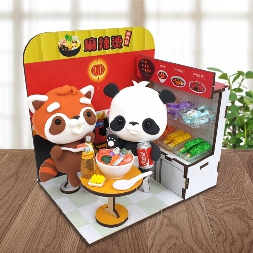 [파스텔클레이]인쇄 우드 토끼 마라탕 가게 만들기