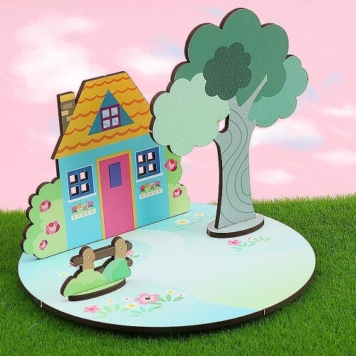 [파스텔클레이] 인쇄 우드 하우스 꽃 길 정원 데코판 만들기