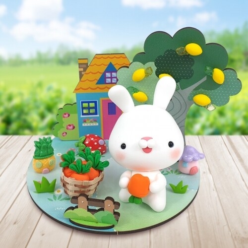 [파스텔클레이] 인쇄 우드 하우스 꽃 길 정원 데코판 만들기