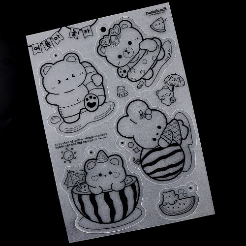 [파스텔클레이] 동물 여름 물놀이 수박 인쇄 슈링클 플라스틱 마술종이