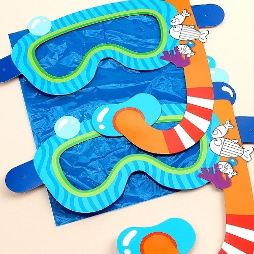 [파스텔클레이](4개입) 종이 스노클링 물안경 가면 놀이 만들기 패키지
