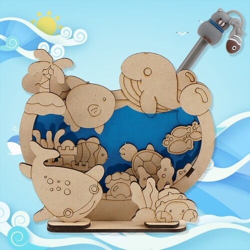 [파스텔클레이] 우드 바다 고래 어항 다용도 꽂이 데코판 만들기