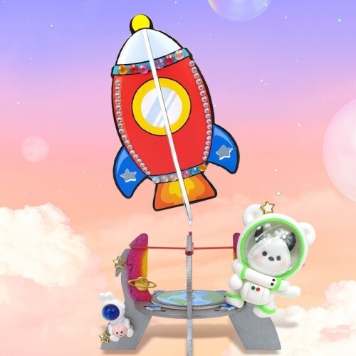 [파스텔클레이](4세트) 고무줄 탄성 로켓 우주선 날리기 만들기 패키지