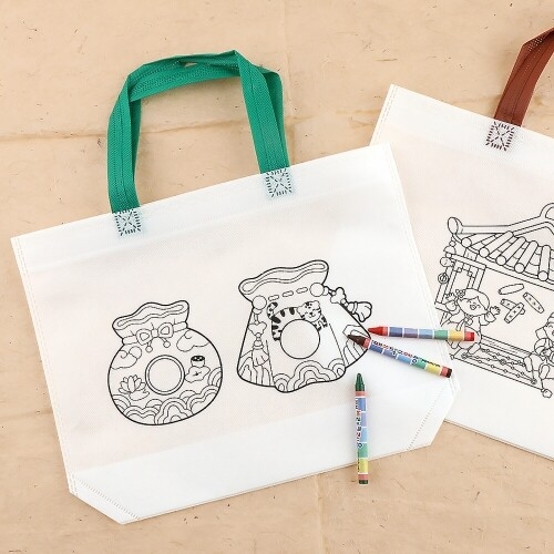 [파스텔클레이] (4개입) 전통 윷놀이 복주머니 색칠 부직포 가방 만들기