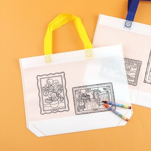 [파스텔클레이] (4개입) 명화 그림 액자 색칠 부직포 가방