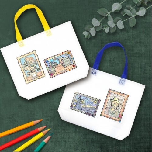 [파스텔클레이] (4개입) 명화 그림 액자 색칠 부직포 가방