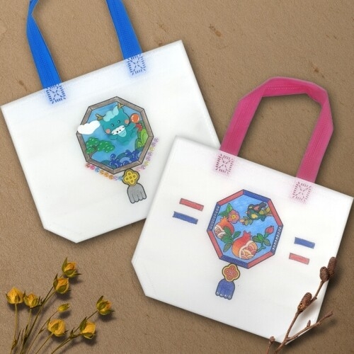 [파스텔클레이] (4개입)전통 민화 팔각 노리개 색칠 부직포 가방 만들기