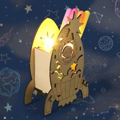 [파스텔클레이] 우드 우주 로켓 우주선 다용도 꽂이 만들기