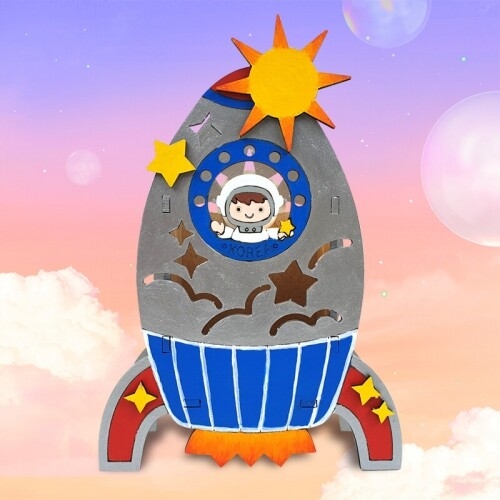 [파스텔클레이] 우드 우주 로켓 우주선 다용도 꽂이 만들기