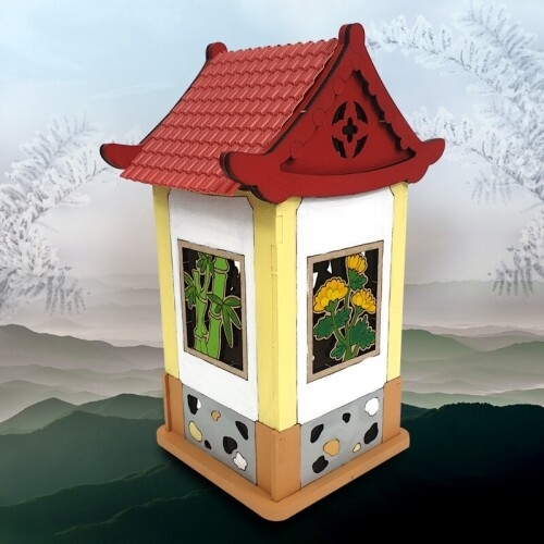 [파스텔클레이] 우드 매화 나무 기와집 무드등 만들기