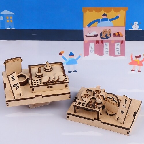 [파스텔클레이] 우드 길거리 음식 붕어빵 호떡 반죽 데코판 만들기