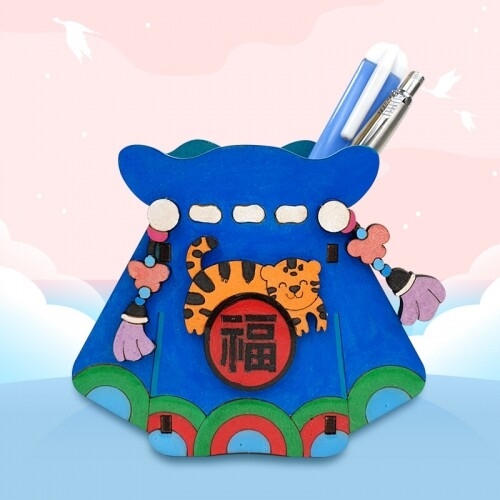 [파스텔클레이] 우드 입체 전통 복 복주머니 다용도 꽂이 만들기