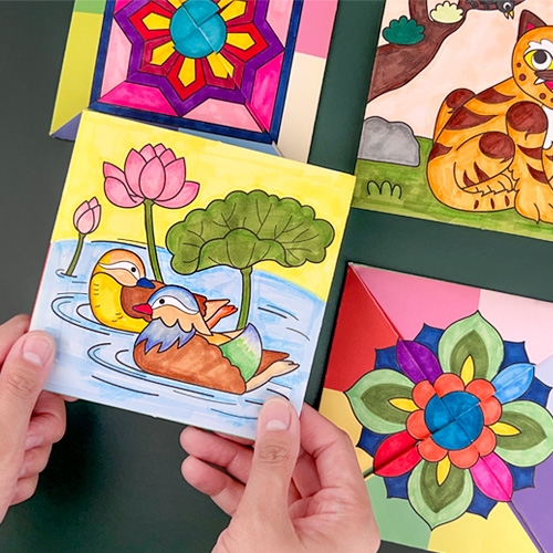 [오늘놀이] 전통 민화 대왕 딱지(2종 세트/크고 쉽게 접는 딱지/KC인증)