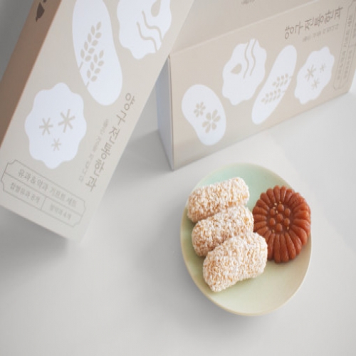 [키즈비전] 국산 수제한과 기프트세트 유과8입+약과4입+쇼핑백 유치원 어린이집 선생님 설 추석 선물 답례품