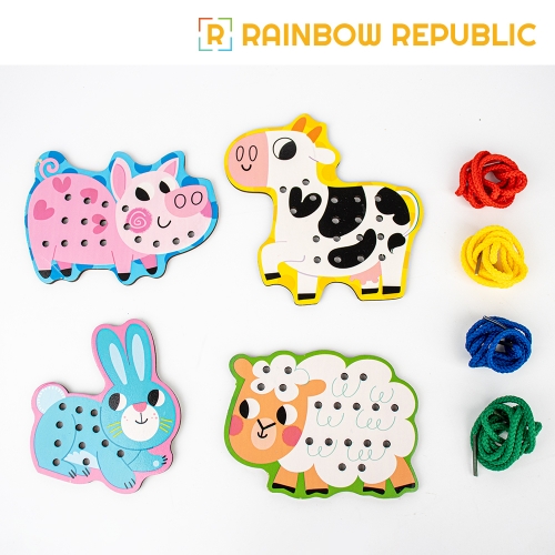 다양한 동물 실꿰기 놀이