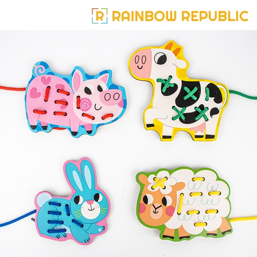 다양한 동물 실꿰기 놀이