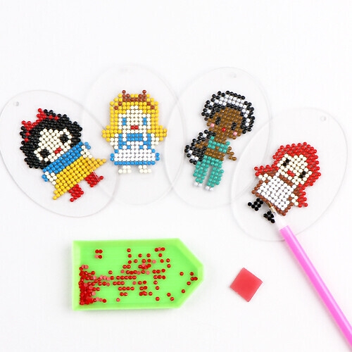 [파스텔클레이] (5개입) 보석십자수 접착식 공주 소녀 테마 만들기