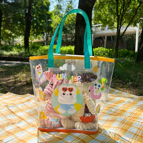 [오늘놀이] 여름 메쉬 비치백(투명 스티커 포함/KC인증)