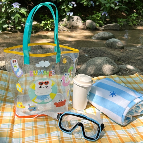 [오늘놀이] 여름 메쉬 비치백(투명 스티커 포함/KC인증)