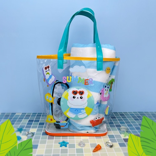 [오늘놀이] 여름 메쉬 비치백(투명 스티커 포함/KC인증)