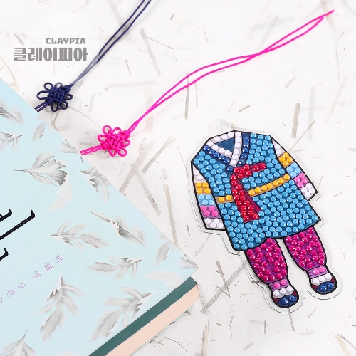 한복 보석십자수 책갈피