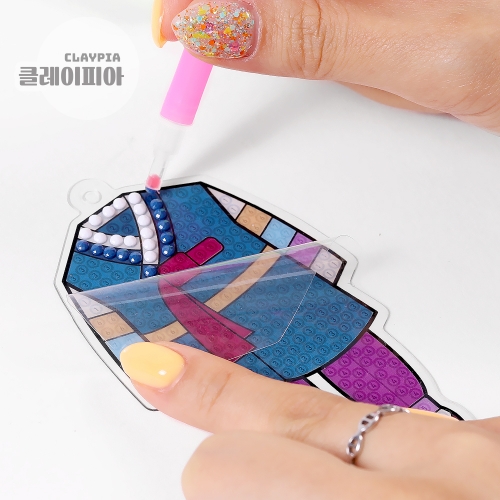 한복 보석십자수 책갈피